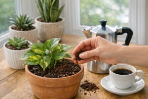 Cómo usar los posos de café como fertilizante natural en tus plantas de casa